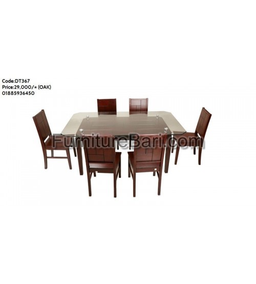 Glass Top Wooden Dining Table DT367 6 Chairs 1 Table Online Furniture